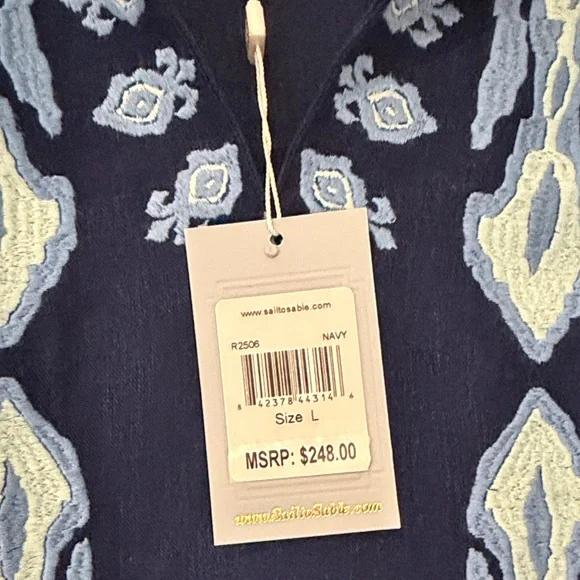 Sail to Sable Navy Ruffle Hem Dress with embroidery - Picture 5 of 5